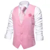 Men's Vests Hi-Tie Men Vest Silk Luxury Yellow Slim Waistcoat Solid Neck Tie Hanky Cufflinks Brooch Set For Suit Wedding Party Designer