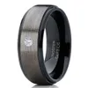 Men's 8mm Silver Brushed Black edge Tungsten Carbide Ring Diamond wedding band Jewelry for Men US Size 6-13222Z