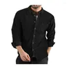 Men's Dress Shirts Long Sleeve Shirt Autumn/Winter Corduroy Lapel Coat Loose Casual High Quality Classic Thin Male 444