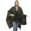 Sjalar Autumn Winter Sticked Shawl Womens Warm Printing Cloak Imitation Cashmere Poncho Lady Capes Green Cloaks 231013