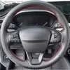 Ratthjul täcker anpassade bil ratt täcker läder flätan biltillbehör för Ford Focus 4 2019 2020 Fiesta 17-19 Tourneo 2018 2019 Q231016