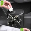 Cute Bowknot Car Trash Bin Hanging Vehicle Garbage Dust Case Storage Box Pressing Type Can Interior Accessories Drop Delivery