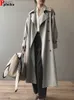 Kvinnors jackor streetwear long trench coat kvinnor spring chic khaki dubbel breasted gabardina jackets koreanska vindbrytare abrigos klassisk casacol231016