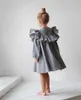 Robes de fille Enfants fleur fille gris volants robe de princesse coton enfant en bas âge enfant fille style espagnol robe anniversaire robes de fête de mariage 231016