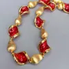 Anhänger KKGEM 20'' 20x23mm Rot Murano Glas Vergoldet Gebürstete Perlen Halskette Frauen Kragen Choker Halsketten Schmuck