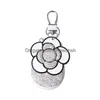 2022 Bling Crystal Camellia Car Key Case Shiny Keychain Holder Bag Diamond Accessories Interior For Woman Girls Drop Delivery