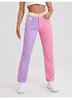 Jeans pour femmes Jeans2023 Spring Street Personnalité Candy Splice Contraste Pantalon taille haute