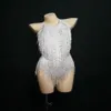 5 Colors Sparkly Gold Rhinestones Tassel Bodysuit Leotard Dance Wear Women's Celebrate Female Singer Crystals Costume 2203222076