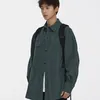 Men's Casual Shirts Mens Long Sleeve Jeans Shirt Streetwear Hip Hop Button Vintage Fashion Loose Tassel Grey/green Camisas De Hombre