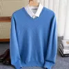 Men's Sweaters Autumn And Winter V-neck Cashmere Sweater Merino Wool Pullover Large Loose Knitted Casual