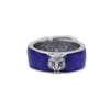 Europa und die Vereinigten Staaten Retro S925 Sterling Silber Ring Herren blau Emaille Tigerkopf Ring Damen Tigerkopf Paar Ring 296i