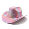 Chapéus tipo fedora com listras gradientes coloridas, chapéus de cowboy para homens e mulheres, bonés de jazz para mulheres, chapéu de festa europeu e americano