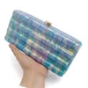 Avondtassen Dames Acryl Box Clutch Voor Bruiloft Luxe Rose Rood Blauw Portemonnees Designer Handtassen Hoge kwaliteit