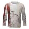 Mens T Shirts Vintage Shirt Långärm 3D-tryck Topp Tees Eestetisk grafisk t-shirt faller överdimensionerad lös kläder tee
