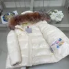 brand designer baby Down Jackets child Winter Warm clothing Size 100-150 CM Silver Fur Collar hooded jacket for boys girl Oct05