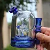 Glass Hosah Colorful Windmill Inset Bong Blue Tjock Reting Oil Rig Bubble Percolator Water Pipes med 14 mm Joint Bowl Banger grossist