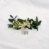 Flores decorativas verde mini pente de cabelo seco artesanal floresta temático casamento respiração do bebê acessórios de noiva para dama de honra