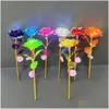 Dekoratif Çiçek Çelenkleri Sevgililer Günü Partisi Gül 24K Folyo Kaplama LED LED ışıltı Güller Önerisi Evlilik Yıldönümü Anneler Doğumd Dhwo3