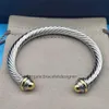 cuff bracelets 7mm Thick High Quality Women Luxury Charm Bracelet 18k Gold Plated Pearl Steel Wire Rope Open ed Intermittent 204F