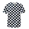 Nieuwste 3D Gedrukt T-shirt Zwart Wit Raster Korte Mouw Zomer Casual Tops Tees Mode O-hals T-shirt Mannelijke DX04292Y