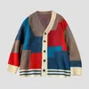 Men's Sweaters Clothing Jacket Coat Cardigan Red Knit Sweater Male V Neck Splicing Plus Size Winter 2023 Trend Thick Classic In X Old