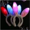 Andra festliga partier Cosplay Plush Rabbit Ear LED Hårhår blinkande Glow pannband krona hjärta ljus upp tillbehör hallowee dh5zw