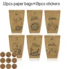 Geschenkpapier LB068 12 stücke Frohe Ostern Tag Party Eier Kaninchen Geburtstag Süßigkeiten Pack Kraftpapiertüten mit Aufklebern S