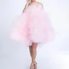 Lässige Kleider Einzigartiges Minikleid für Frauen, abgestufte Rüschen, Tüll, Cocktailkleid, Party, Nacht, rosa, üppige kurze Ballkleider für Mädchen, Sommer, 217 W