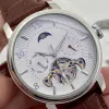 Mężczyźni Watch ze stali nierdzewnej Tourbillon pięć szwów 44 mm luksusowa marka automatyczne zegarki mechaniczne skórzany pasek mody Pat