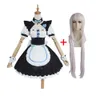 Nekopara Chocolate Vanilla Cosplay Costume Cafe Maid Christmas Uniform Halloween Carnival Lolita Dress Long Wig Outfits