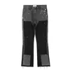 Mens Jeans High Street Spliced Speckled Ink Micro Flare Pants for Men Cleanfit Casual Washed Baggy Straight Denim Trousers Y2K 231016