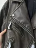 Vestes Femmes Zach AiIsa Exclusif Spot Counter Qualité Mode Rétro Revers Zipper Faux Cuir À Manches Longues Veste De Moto Manteau