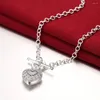 Chaînes Marque de mode 925 Collier en argent sterling pour femmes Charme Violet Cristal Romantique Coeur Pendentif Cadeaux Bijoux de mariage