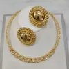 Conjuntos de jóias de casamento Dubai Conjunto banhado a ouro para mulheres tendência brincos redondos pingente colar de cobre africano para festa casamentos 231013