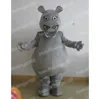 Halloween Gray Hippo Mascot Costumes Top Quality Cartoon Theme Character Carnival Unisex Adults Outfit Christmas Party Outfit Suit