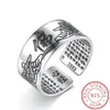 Cluster Rings 925 Sterling Silver Jewelry Vintage Amulet Buddha Lotus Baltic Buddhist Scriptures Opening for Men Women S-R90240A