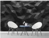 シンプルな黒い幾何学的壁紙ソリッドソファテレビ背景壁3D立体壁紙
