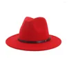 Bérets 2023 Hommes Femmes Noir Rouge Fedora Chapeau Large Bord Élégant Lady Trilby Jazz Cap Panama