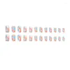 Kunstnagels Mode Schoonheidstools 24PCS Ballet Nepnagel Zonsondergang Smudge Blauw met oranje gradiëntkunst Middellange vierkante slijtage