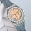 Femmes diamant montre 7750 chronométrage haut mouvement mécanique montres 37mm saphir étanche mode montres de luxe bracelet en caoutchouc