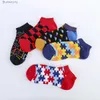 Chaussettes pour hommes 5 paires décontracté cheville drôle coloré géométrie mode Harajuku loisirs hommes femmes heureux coton cheville L231016