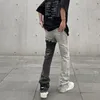 Jeans pour hommes Hip Hop Patchwork Noir pour hommes Slim Fit Unique Y2k Streetwear Trendy Denim Gothic Punk Hole Design Pantalons pour hommes
