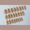 False Nails Cat's Eye French Fake Medium Length Faux Fingernails Press On Wearable Manicure Square Head Nail Women