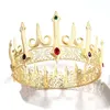 Klipy do włosów barrettes barokowa złota królowa tiary duże kryształowy okrągły królewski koronę Koronę Ekwencjonalny konkurs dhinestone diadem PA299Q