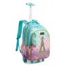 Torby szkolne Szkoła Rolling Back Plecak Bag School Wheeled Plecak dla dziewcząt kół