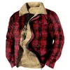 Men's Jackets Mens Autumn Winter Fleece Plaid Print Thicken Warm Long Sleeve Coats Windbreak Jacket Soft Comfortable Outdoor