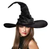 Unisex Halloween Angled Witch Hat Black Folds Wizard Men Women Party Headgear Cosplay Cap Festivals Props Decor 230920