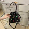 Corpo cruz verão fresco cordão cinta balde saco bordado crossbody saco pêssego coração casual bolsa fashionstylishhandbagsstore