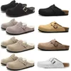 Boston Clogs Hommes Femmes Sandales Designer Birks Pantoufles Diapositives Automne Hiver Arizona Gizeh Semelle Souple En Daim Cuir Taupe Moka Vison Thym Mens Slide Sandal Éraflures