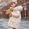 Para baixo casaco 2023 coreano crianças meninas inverno parka grosso gola de pele sólida jaqueta longa quente à prova dwaterproof água com capuz adolescente snowsuit